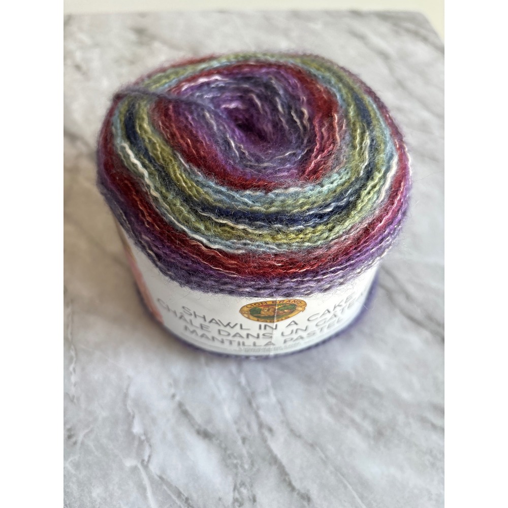 Lion Brand Shawl in a Cake Yarn Unisex 5oz Mellow Muse New Cotton Blend Striping
